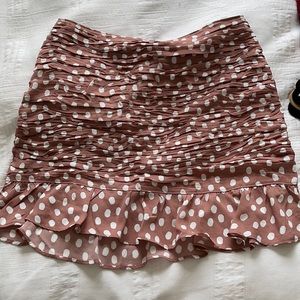 Ruched skirt with flouncy trim